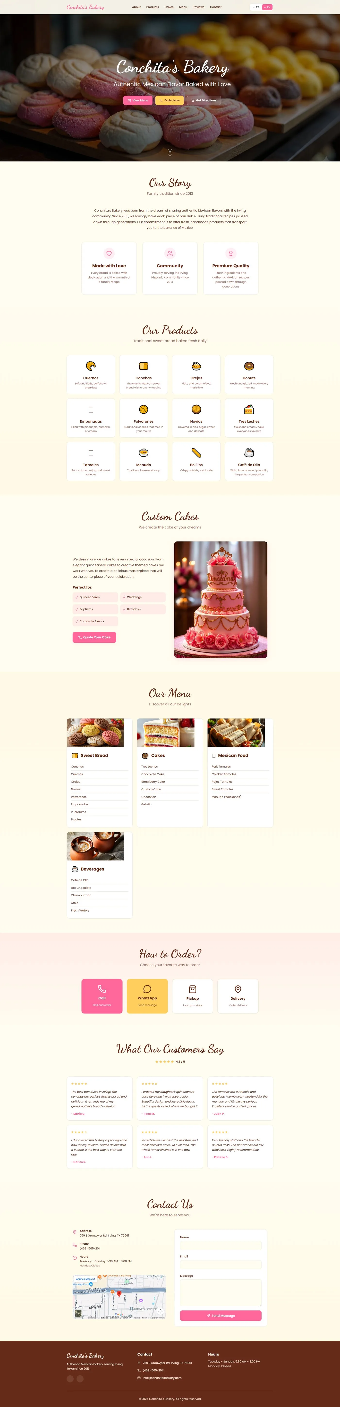 Homepage screenshot of Conchita’s Bakery