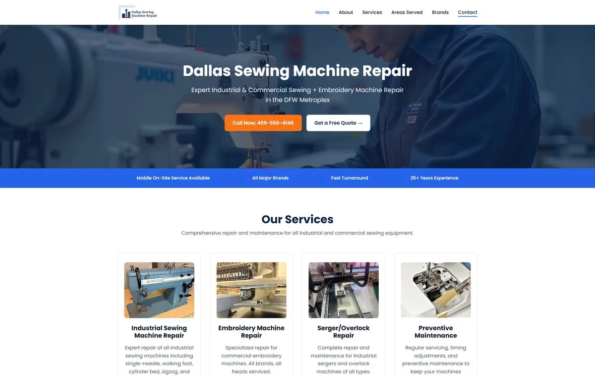 Vista del proyecto Dallas Sewing Machine Repair
