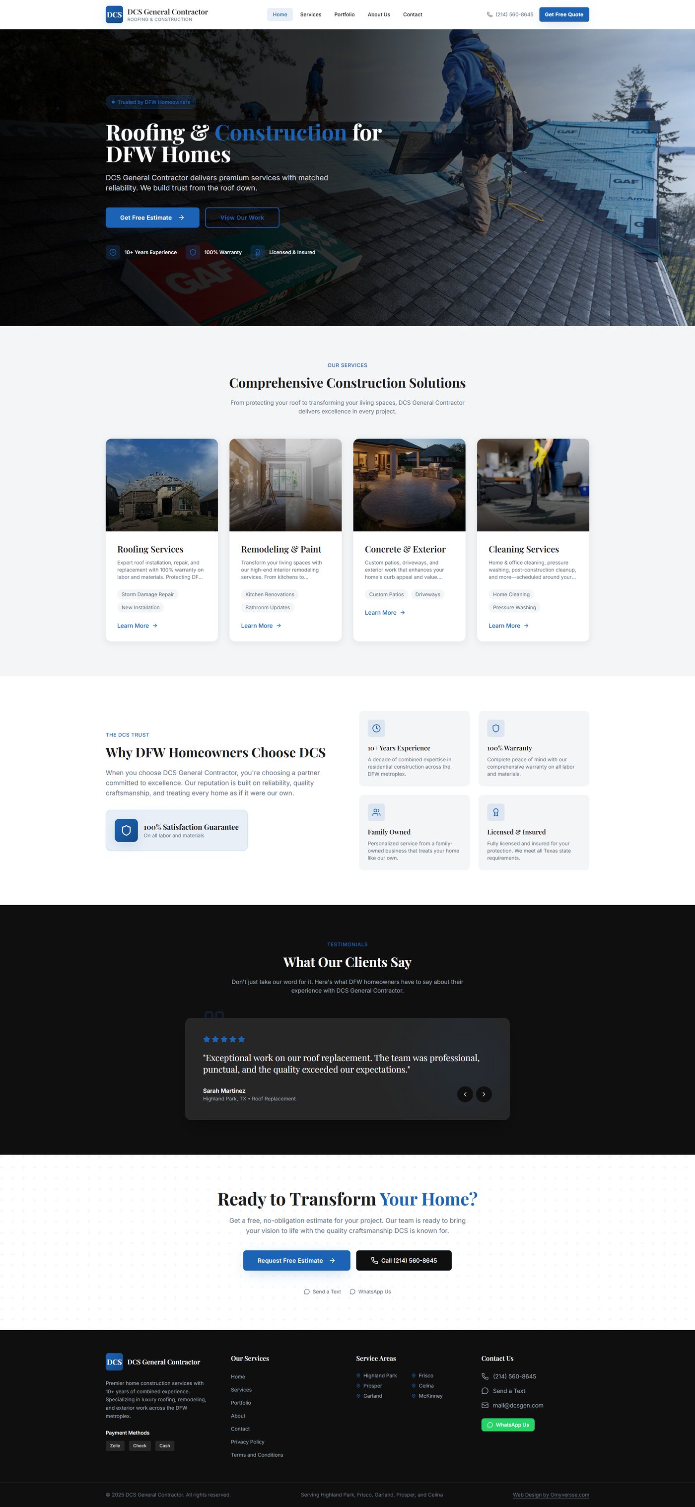 Captura del sitio dcs general contractor