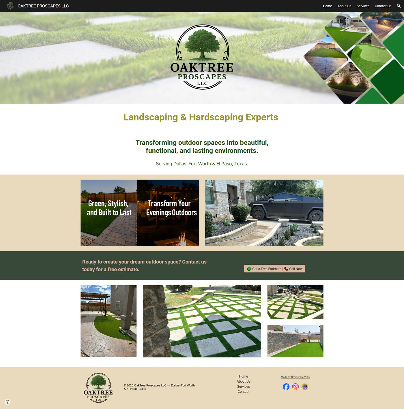 Homepage screenshot of OakTree Proscapes
