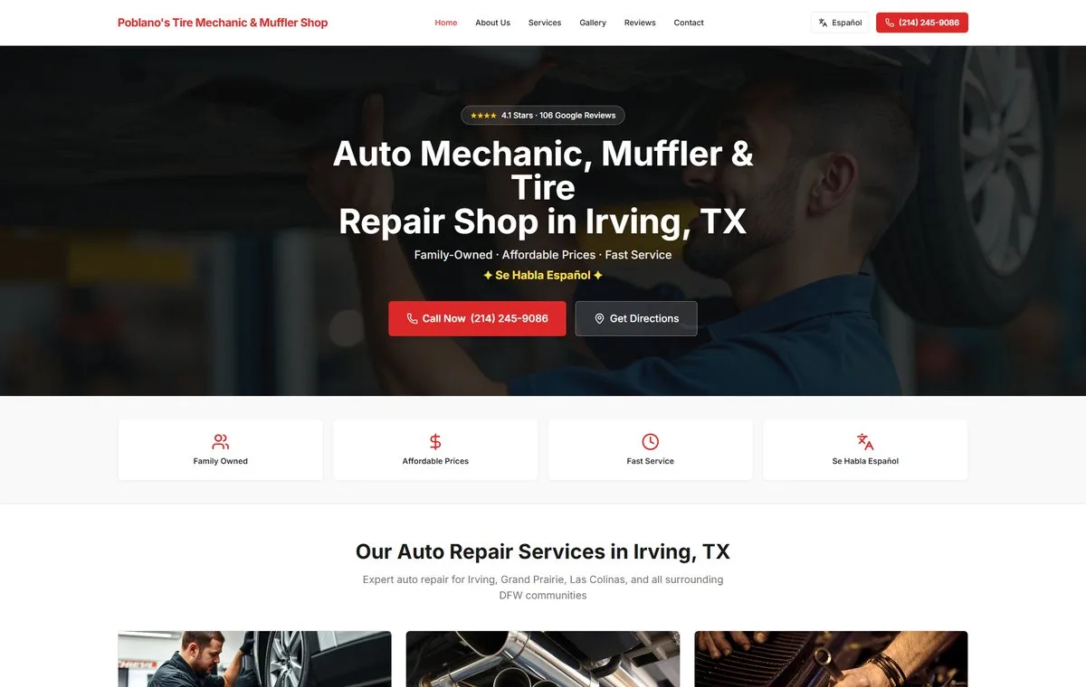 Vista del proyecto Poblano’s Tire Mechanic & Muffler Shop