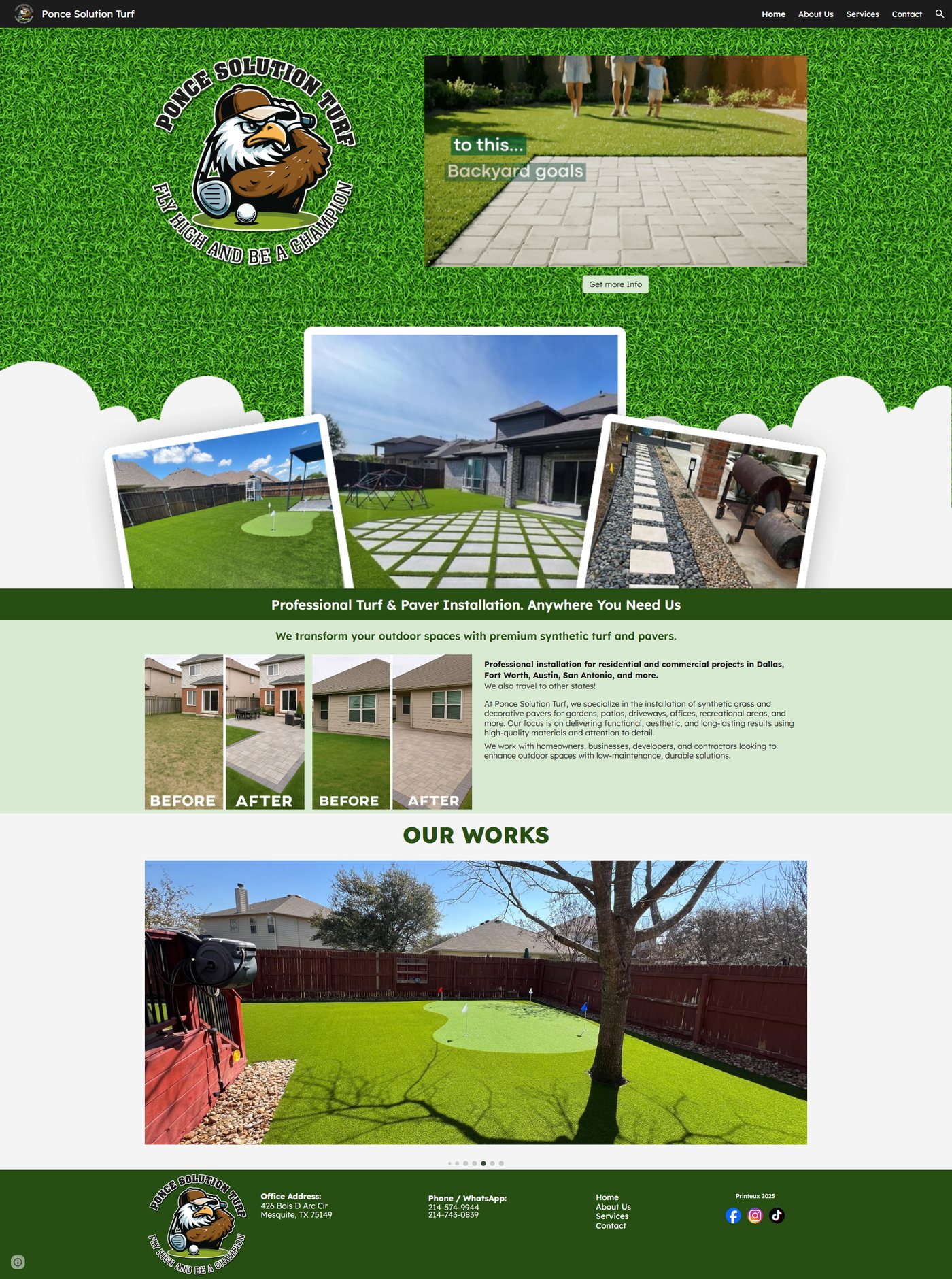 Homepage screenshot of Ponce Solution Turf